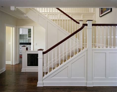 The box oak stair option is available for both town homes and single family homes. Craftsman or Mission style staircase. Knee wall, white and ...