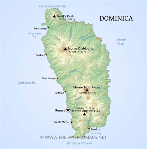 Dominica Map Geographical Features Of Dominica Of The Caribbean