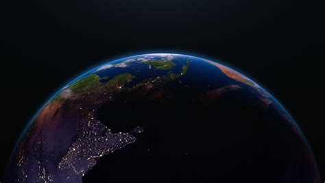 Earth View From Space With Night City Lights North America Stunning