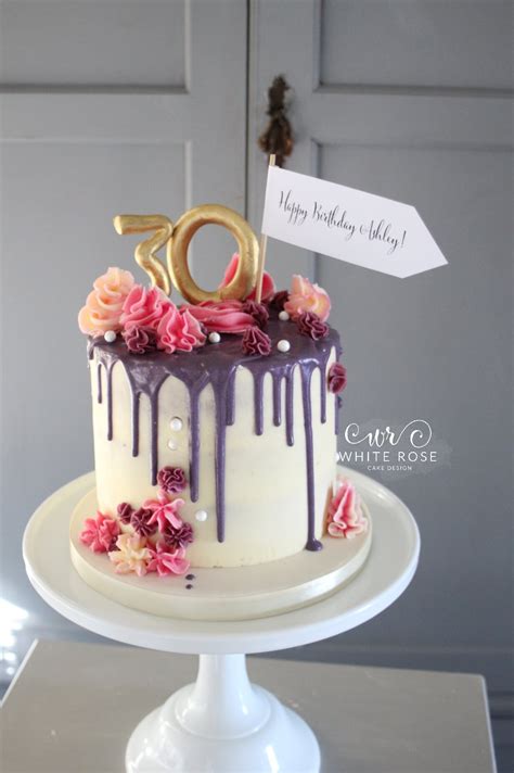 Cake for my sister's you certainly don't need to be an expert cake decorator or use special tools to make 2d toppers. 30th Drippy Birthday Cake by White Rose Cake Design (2 ...