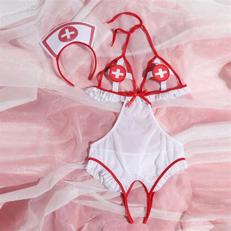 Sexy Lingerie Conjunto De Trajes Exóticos Maid Enfermeira Cosplay