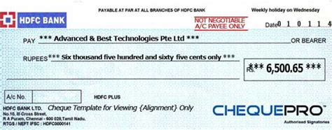 Hdfc Bank Cheque Dimensions