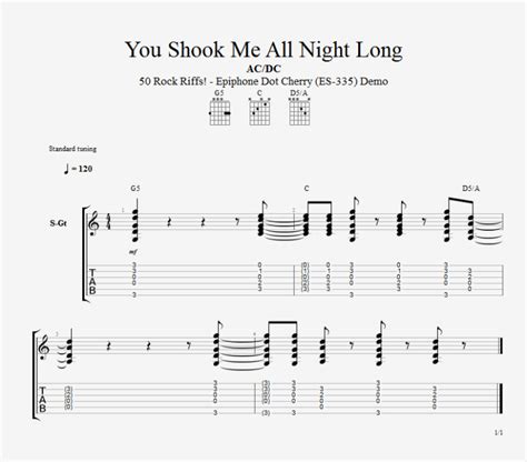 Acdc You Shook Me All Night Long Bluesmannus Guitar Tabs