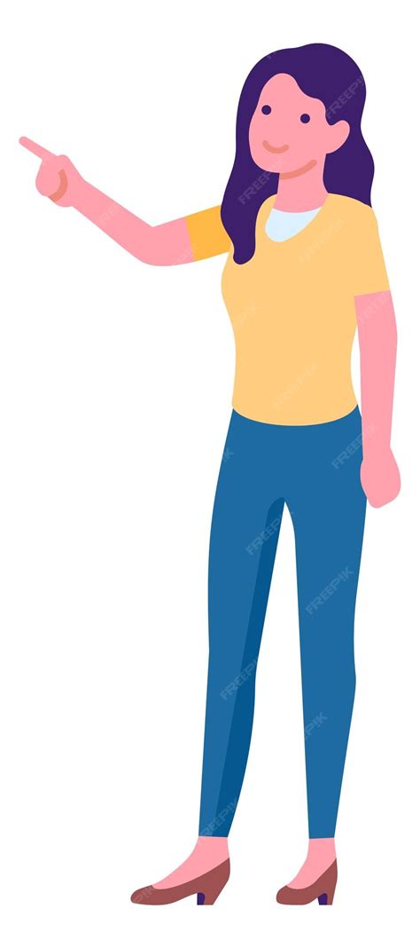Premium Vector Cartoon Woman Pointing Finger Female Character Showing