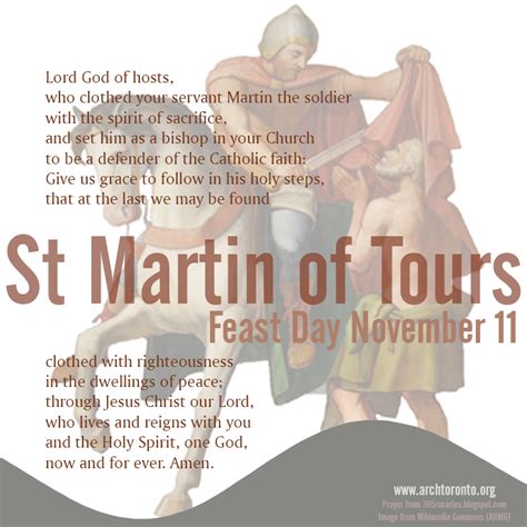Prayer On The Feast Of St Martin Of Tours Saint Quotes Catholic
