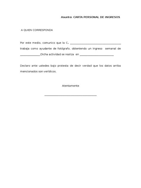 Ejemplo De Carta A Quien Corresponda Colección De Ejemplo