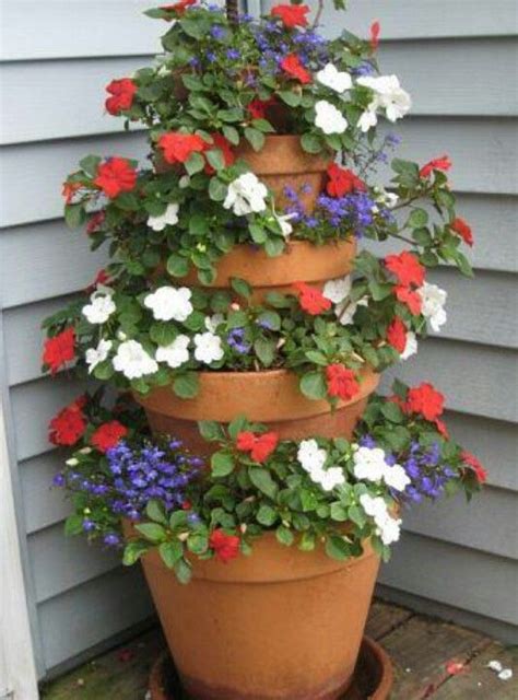Stacking Clay Pots Flower Tower Flower Pots Backyard Garden