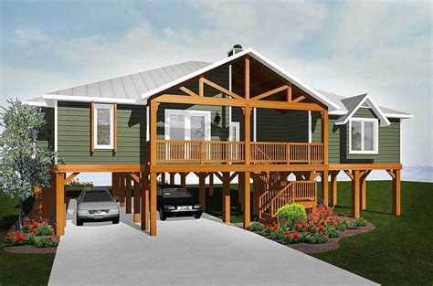 Cottage style coastal houseplans may have fewer windows but can often include rear patios with large porches so that owners can sit and watch the sun rise or set over the. Plan 3481VL: Elevated Living | House on stilts, Beach ...