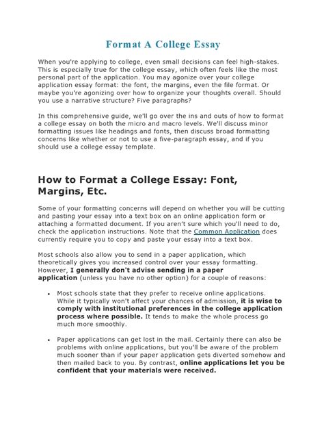 College Essay Heading Format Example Telegraph