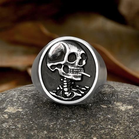vintage hobo skeleton stainless steel ring gthic