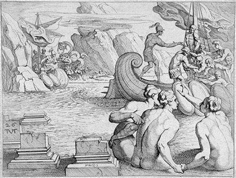 Aeneus Scylla Charybdis Unknown Artist Painting Art Odysseus The Sirens