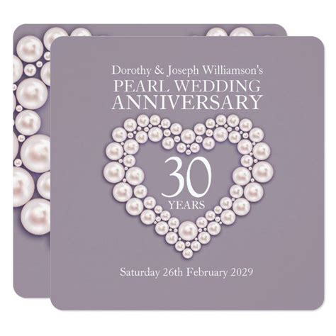 30th Anniversary Card With Pearls In The Shape Of A Heart