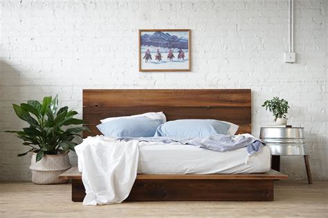 low pro rustic modern platform bed frame and headboard loft style urban billy