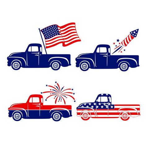 Fourth of July Truck Cuttable Design | Apex Embroidery Designs