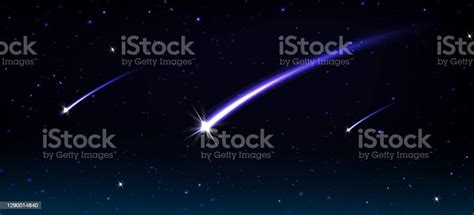 Falling Comets Asteroids Or Meteors In Space Stock Illustration