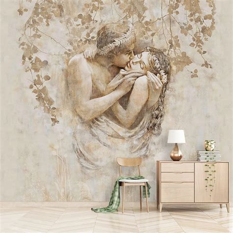 Other Diy And Tools 3d Wallpaper Romantic Couple Kissing Pattern Mural
