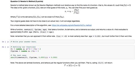 Nggak di rumah orang tua atau mertua. Solved: Question 3: Newton's Method (3 Points) Newton's Me ...