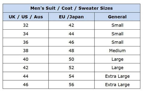Suit Jacket Measurement Chart Reviews Of Chart