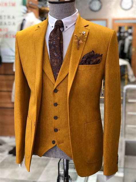 Buy Mustard Slim Fit Suit By With Free Shipping