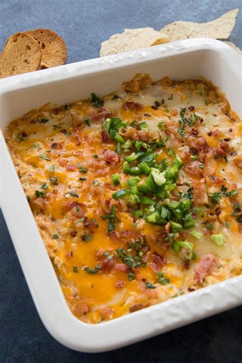 Bacon Jalapeno Popper Dip In A Casserole Dish Ready To Eat