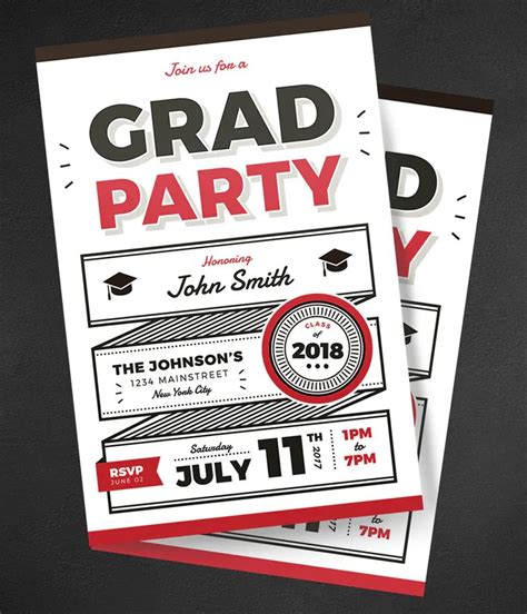 Typography Graduation Party Invitation Template Ai Psd Invitation