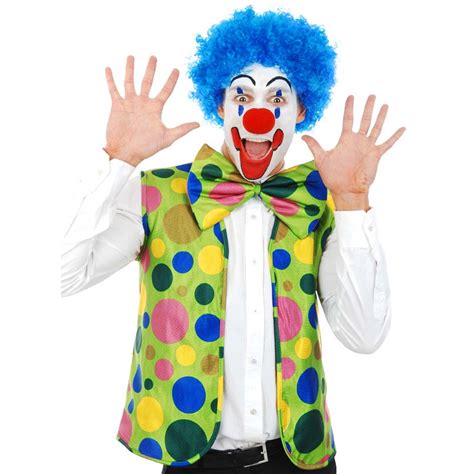 Clown Costume Set Adult Size Vest Jumbo Bow Tie Red Nose Circus