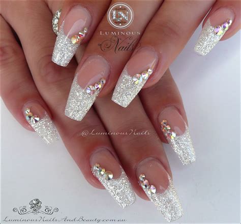 D bow youtube pink u silver glitter tips design pink nails. White Christmas Acrylic Nails with a Touch of Red ...