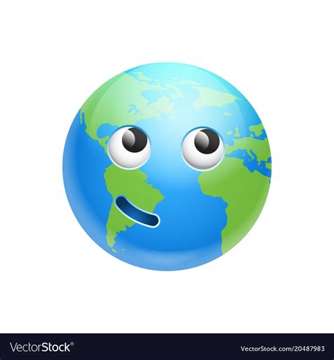 Cartoon Earth Face Happy Smile Icon Funny Planet Vector Image