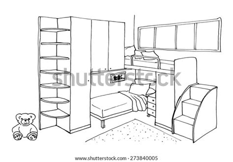 Childrens Kids Room Graphical Sketch Interior Stock Illustration 273840005