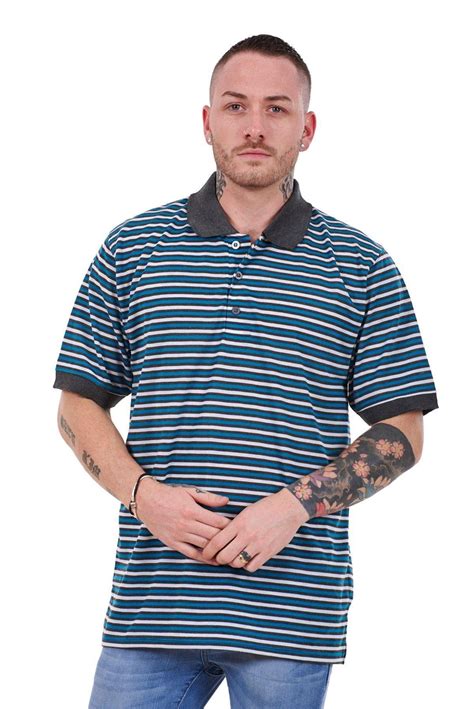 New Mens Striped T Shirts Loose Fit Polycotton Tops Tees Casual Shirts