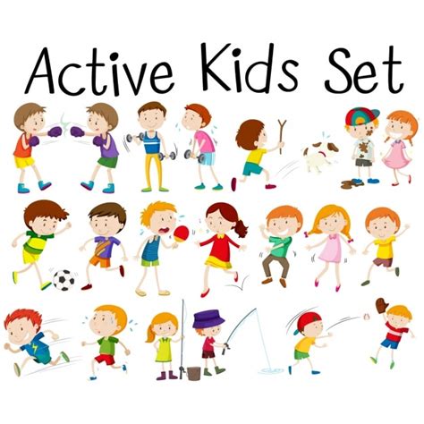 Premium Vector Kids Doing Activities Set