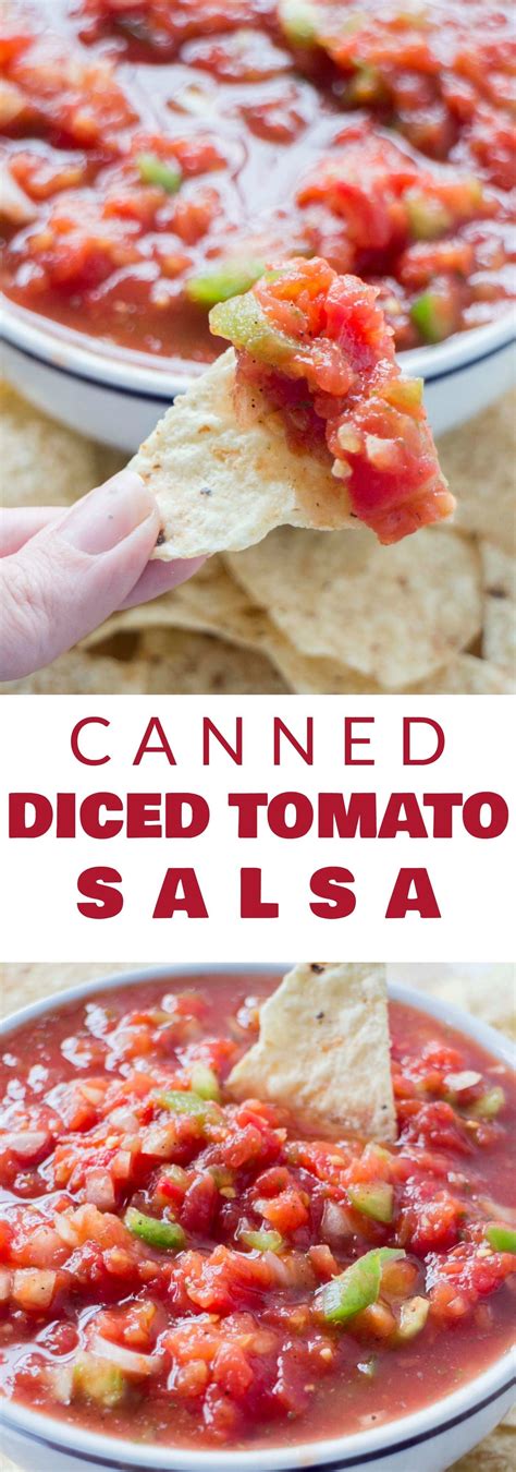 Salsa is one of my absolute favorite condiments, snacks, appetizers, whatever; Canned Diced Tomato Salsa #greenpeppers FAST and EASY ...