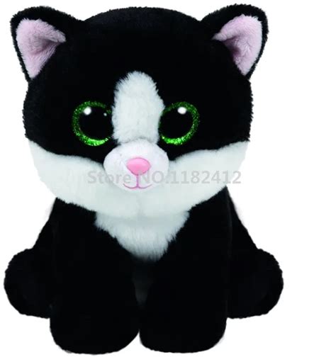 Beanie Plush Animals Ava Black & White Cat Toy Cute Stuffed Animal with