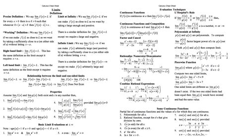 Standard integration techniques note that at many schools all but the substitution rule tend to be taught in a calculus ii class. Cheat Sheet of Machine Learning and Python (and Math ...