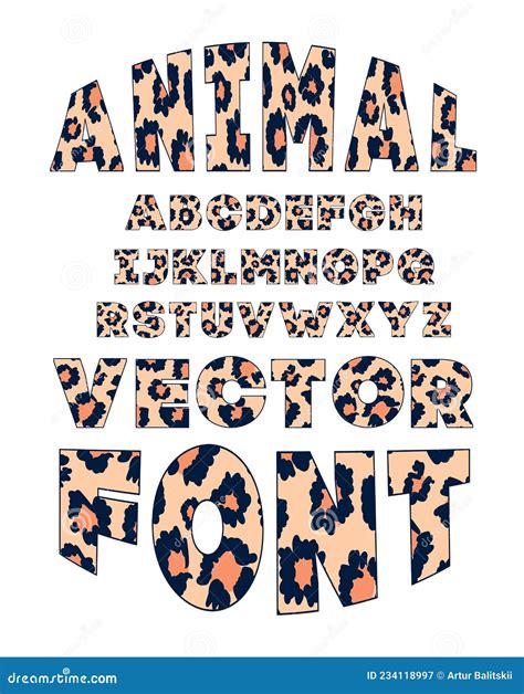 Animal Font For Posters Mammals Fur Leopard Jaguar Retro Alphabet