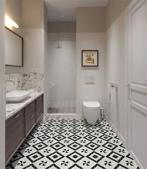 But you have to be careful with laminate tiles just like the wood floorings because if the. 10 Modern Bathrooms That Use Geometric Tiles To Stand Out ...
