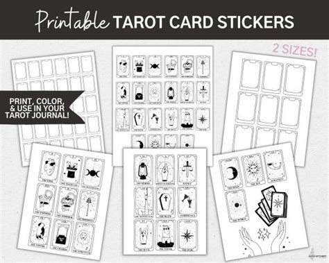 Printable Tarot Card Stickers Word Witchery Designs