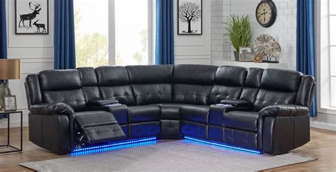 Cobalt Manualpower Reclining Sectional Sofa With Led Lights Black