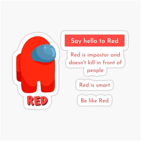 Among Us Character Red Stickers Redbubble