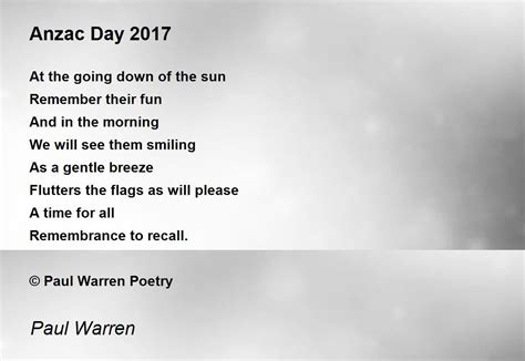 Anzac Day 2017 Anzac Day 2017 Poem By Paul Warren