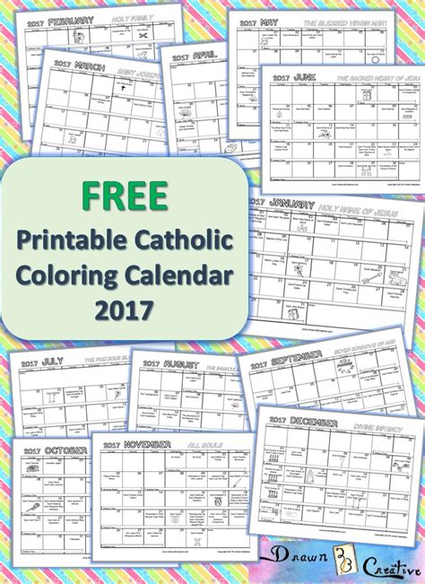 Need a catholic family calendar to help you celebrate our awesome liturgical year? Free Printable Catholic Coloring Calendar 2017 - Drawn2BCreative