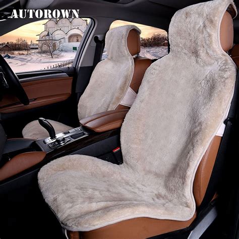 autorown genuine australian sheepskin short wool car seat cover warm soft universal size auto