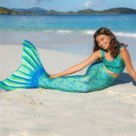 Green Blue Scales Mermaid Tail For Kids And Adults Fin Fun Mermaid