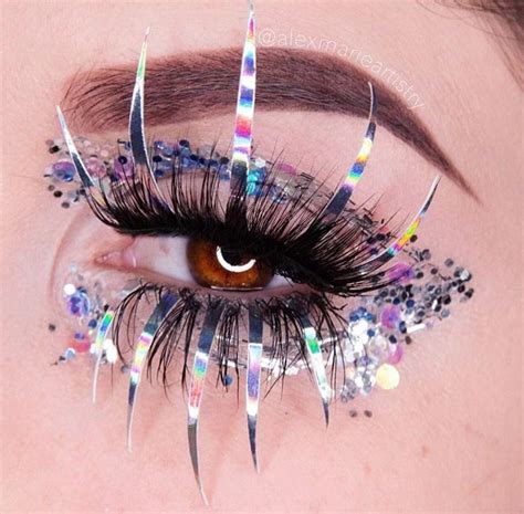 Silver Holographic Eye Makeup Pestañas