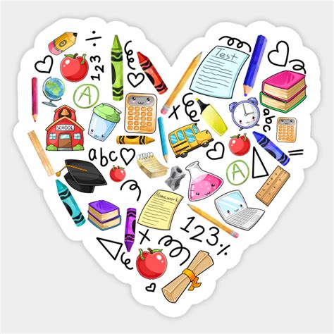 Kawaii School Teacher Heart Teacher Sticker Teepublic