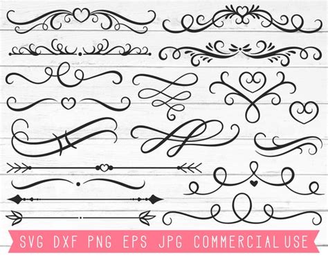 Scrapbooking Flourish Svg 3 Doodles Wedding Swoosh Clip Art Digital