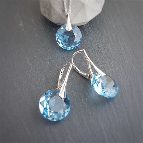 March Pisces Birthstone Aquamarine Crystal Earrings And Etsy Uk