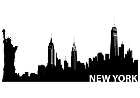 Drawing And Illustration Digital New York City Skyline Outline Silhouette