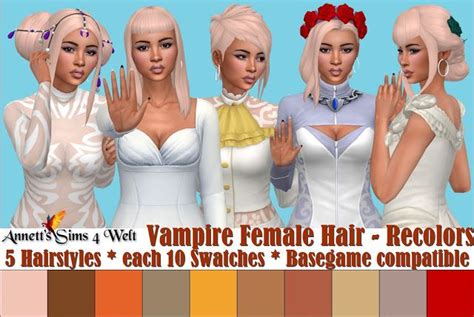 Annetts Sims 4 Welt Vampire Female Hair Recolors Womens