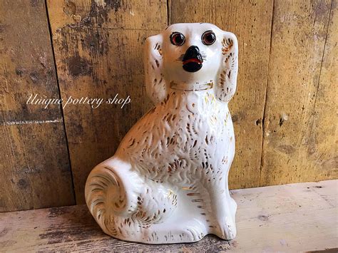 A Stunning Antique Ceramic Flatback Ceramic Dog Figurine | Etsy UK